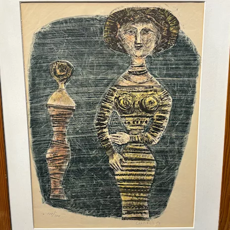 Massimo Campigli 1957 litografia a colori 48 x 35,50