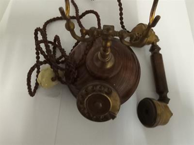 Telefono Fisso in Legno e Ottone Vintage, in ottime condizioni - Anteprima 1