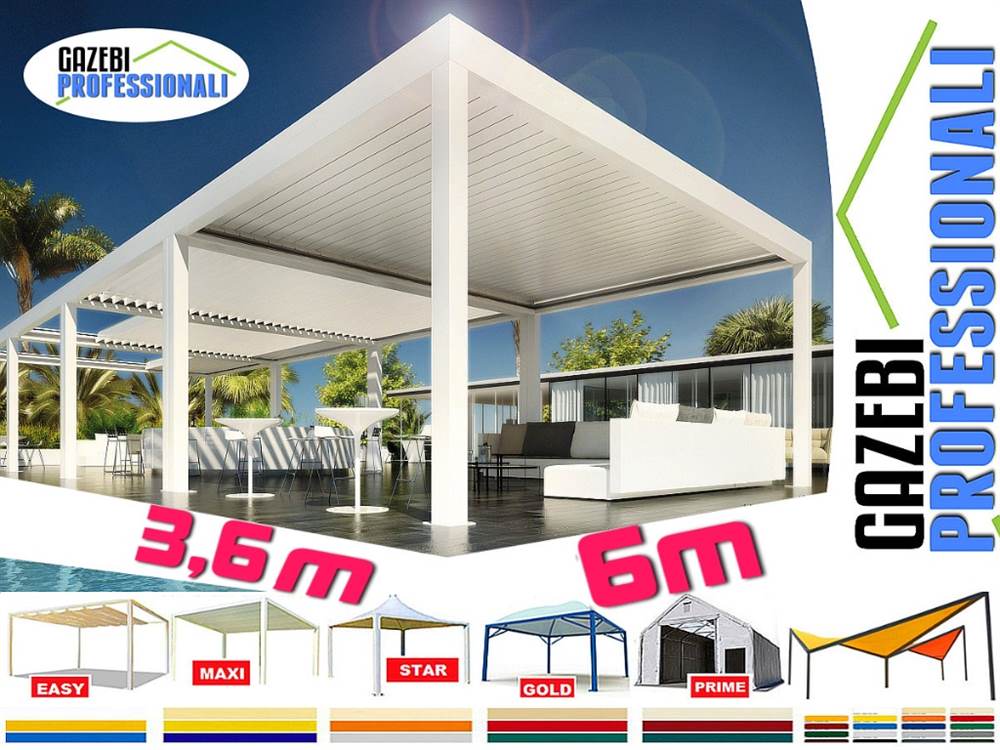 Bioclimatica 6x3,5 pergola gazebo dehor lamelle bar tettoia, colore bianco - Foto 5