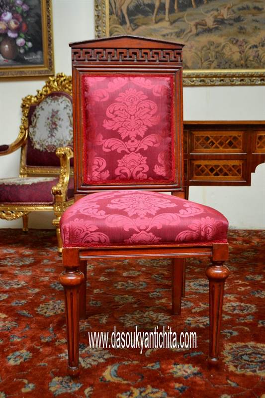 Set poltrona e sedia stile Luigi XVI con cimasa a tempio - Foto 12
