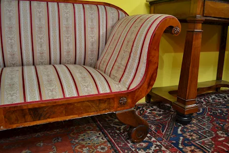 Antico divano stile Biedermeier in radica di betulla, ottimo stato - Foto 6