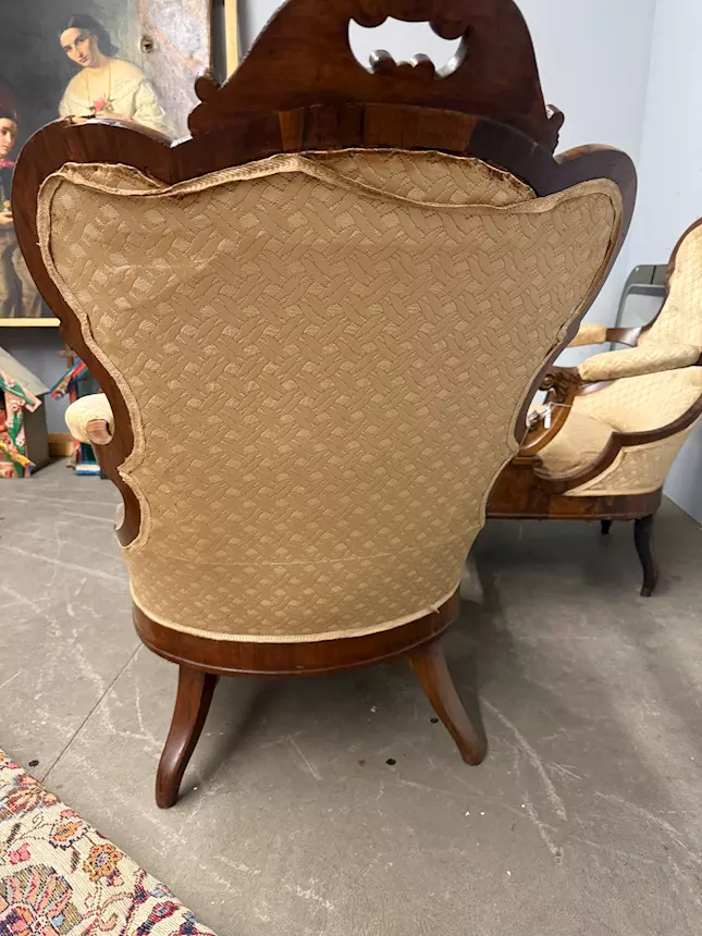 Antica coppia di poltrone da riposo, metà '800, 100x70 cm - Foto 12