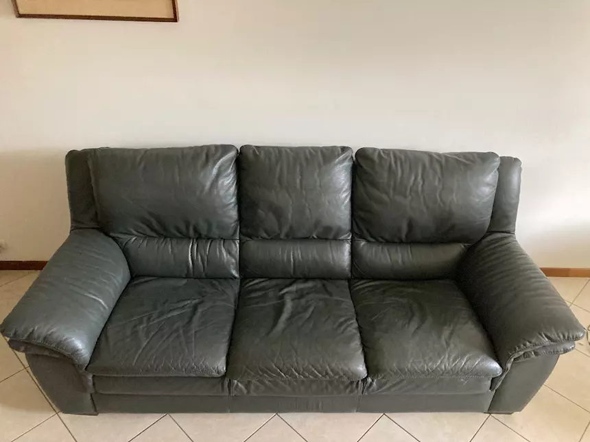 Divano Pelle Natuzzi, colore Nero, in legno