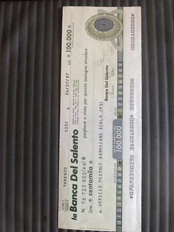 Assegno 100.000 lire