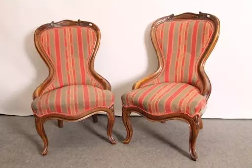 Antiche Poltrone Lombardo 1850-1860 L. Filippo in noce