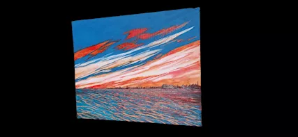 Quadro paesaggio città con mare - Foto 2