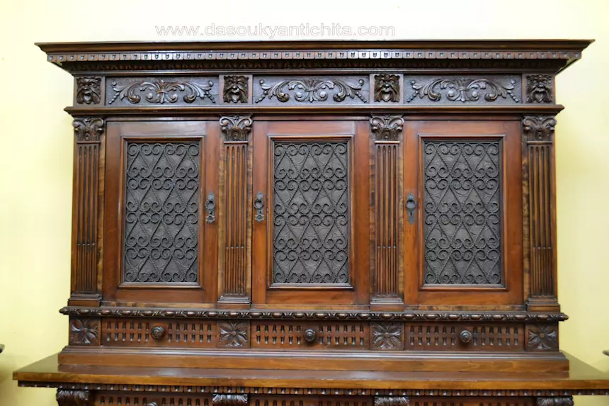 Libreria-credenza metà del XX secolo stile Rinascimento - Foto 3