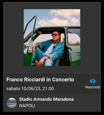 2 biglietti Franco Ricciardi