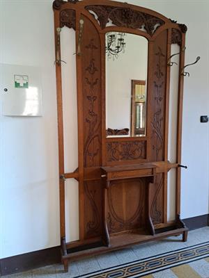 Appendiabiti + panca + due sedie liberty, in legno - Foto 2