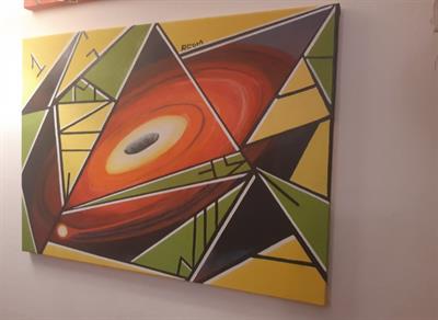 Quadro astratto geometrico moderno dipinto a mano - Foto 3