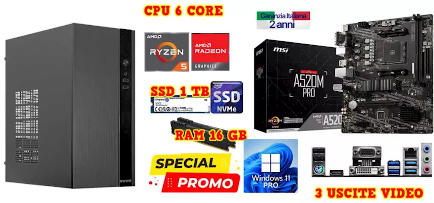 Offerta PC Roma Ryzen 5 16GB RAM Computer Italia