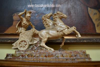 Statua vintage A.Santini soldato romano su biga