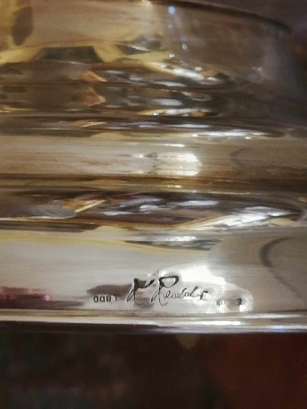 Set da caviale e vodka in vetro e argento 800 Renato Raddi, in ottime condizioni - Foto 12