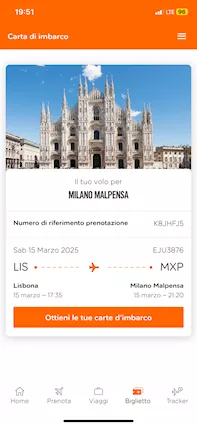 Biglietto Lisbona-Milano Malpensa