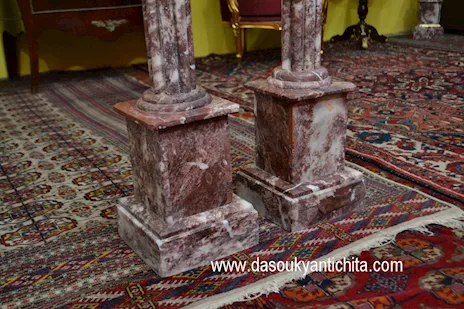 Coppia di piedistalli-colonne in marmo rosso Francia - Foto 4