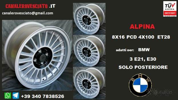 Cerchio alpina 8x16 4x100 et28 BMW