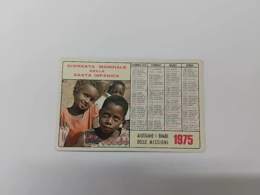 Calendario da portafoglio del 1975, ottime condizioni