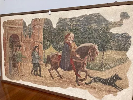 Antico DIPINTO strappo d’ affresco raffiguranti Nobili