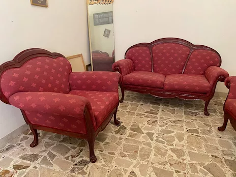 Tris salotto classico stile Luigi XV - divano e 2 poltrone, in legno - Anteprima 2