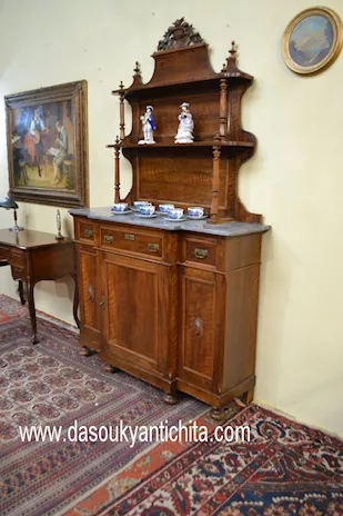 Antica credenza piattaia stile Luigi Filippo, in legno - Anteprima 2