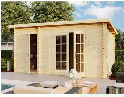 Casetta in Legno 445x300x224h (MQ 13.3) con 2 Locali Spess
