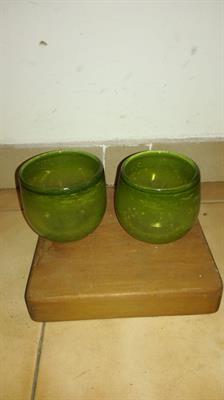 Coppia vasetti in vetro soffiato di Murano