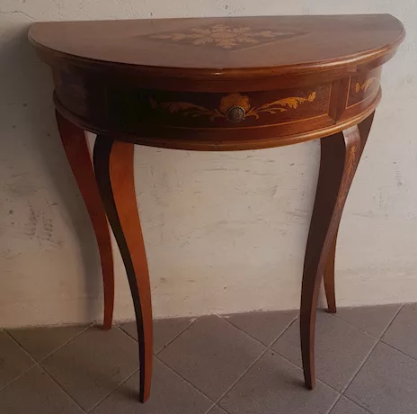 Consolle Antica XVIII SECOLO a mezza Luna in legno di Noce c