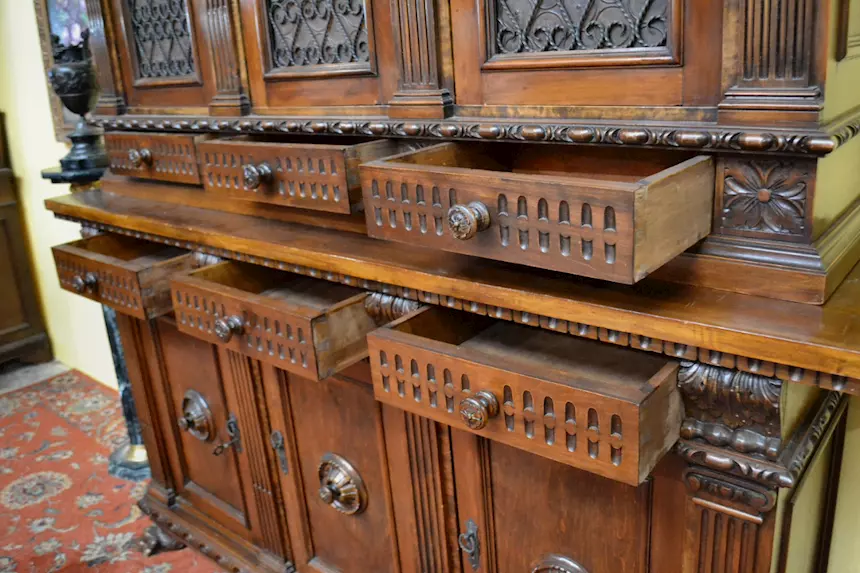 Libreria-credenza metà del XX secolo stile Rinascimento - Foto 7