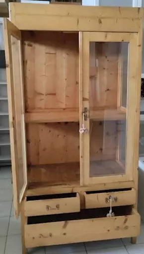 VETRINA/ CRISTALLIERA IN ARTE POVERA RESTAURATA COD. 20915