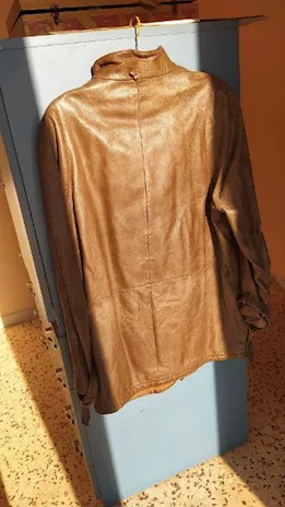 Vintage - giacca in pelle tg. 48 da uomo, color nocciola - Anteprima 5