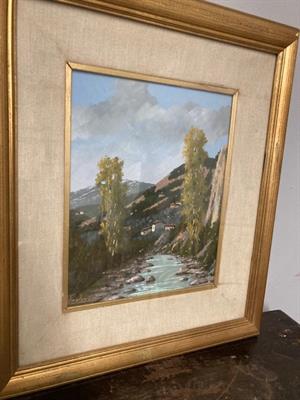 Dipinto Paesaggio olio Giacomo Delcroix Firenze anni 50.