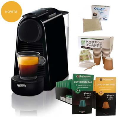 Macchina Essenza Mini Nera + 200 capsule + kit degustazione
