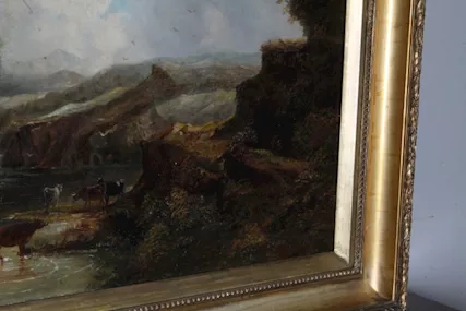 Antico dipinto olio su tela paesaggio epoca XIX secolo, ottimo stato - Foto 6