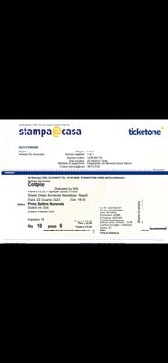 Biglietto Coldplay 22/06