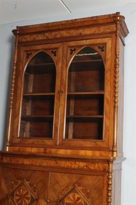 Antica Libreria Carlo X in noce 1830 Lombardia con intarsi - Foto 4