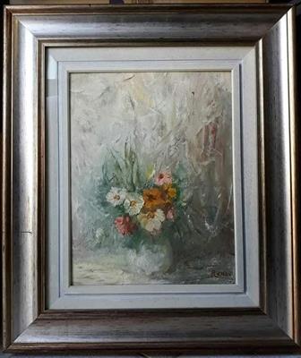 Dipinto VASO DI FIORI a firma RENZI, olio su tela
