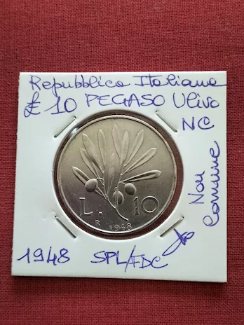 Lire 10 Pegaso Ulivo 1948 SPL/fdc NC