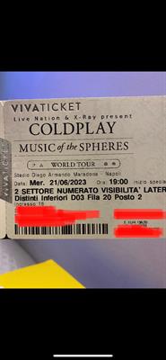 2 biglietti Coldplay in tribuna Napoli