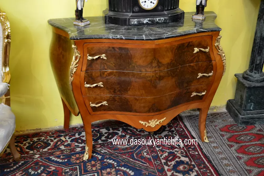 Comò bombato a tre cassetti stile Luigi XV cm 123 - Foto 6
