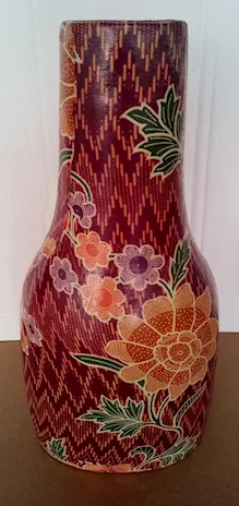 Vaso in legno decorato forma ovale
