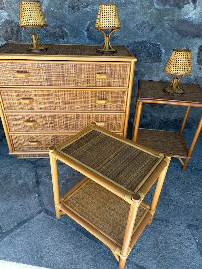 Foto 4Set da pranzo vintage in rattan, tipo Vienna, ottimo stato