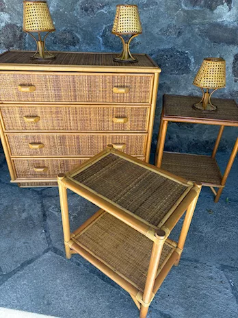 Set da pranzo vintage in rattan, tipo Vienna, ottimo stato - Anteprima 4