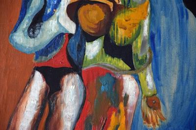 Arte moderna Dipinto metafisico, Marionette, colore pastore - Foto 4