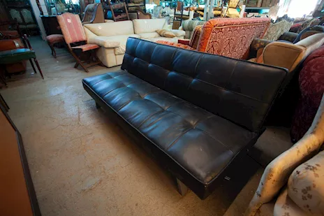 Divano Letto in Pelle Nera - 24708