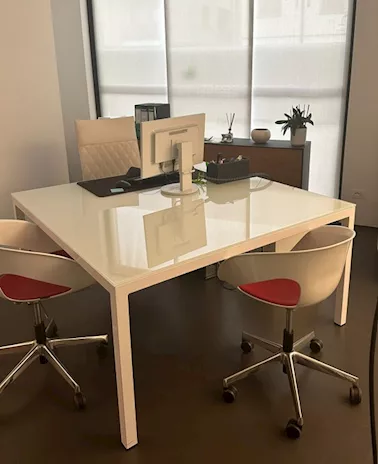 Scrivania da Ufficio Modulo Moderno in Vetro Bianco