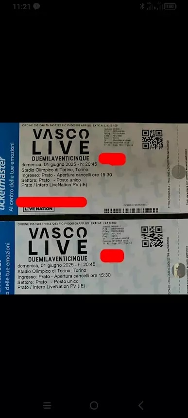 Vasco rossi a Torino vendiamo 4 biglietti