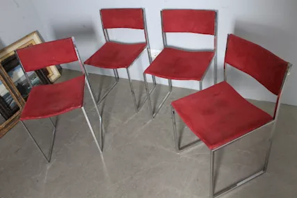 Quattro sedie cromante Willy Rizzo anni 70 .Design . Moderna - Foto 6
