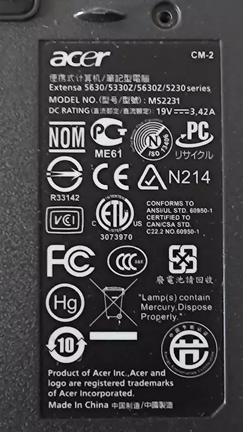 Foto 2Notebook Marca ACER EXTENSA modello MS2231