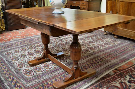 Tavolo/Scrittoio stile Neorinascimento Elisabettiano, in legno - Anteprima 5