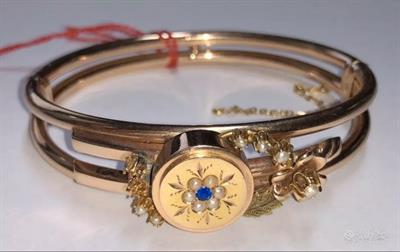 Bracciale in oro antico di epoca 1850 con perline